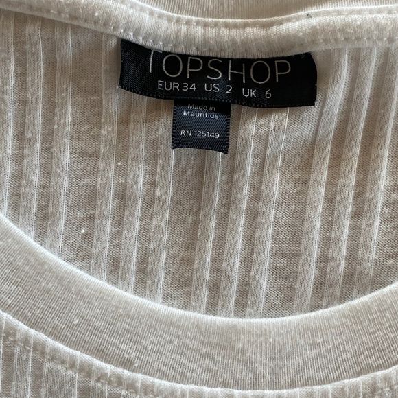 Topshop Alexa tee short sleeve ribbed white size 2 - Picture 9 of 11